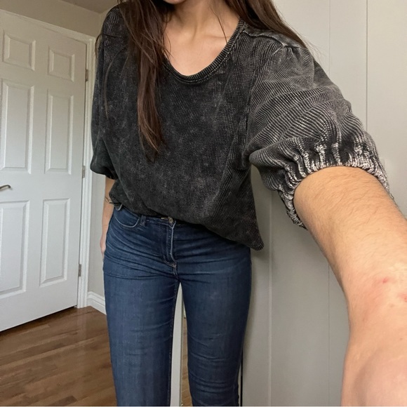 Pilcro Anthropologie Balloon Sleeve Thermal Top, Sz S - Picture 2 of 8